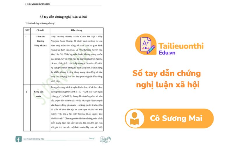 Sổ tay dẫn chứng nghị luận xã hội Cô Sương Mai